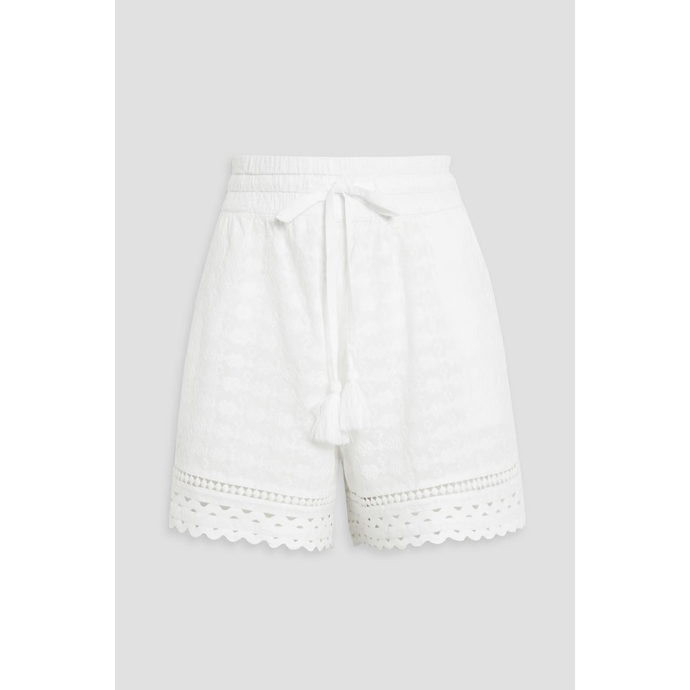 Veronica Beard Tijana Shorts Women's Size XL White Embroidered Scalloped Tassel‎ - Picture 3 of 13